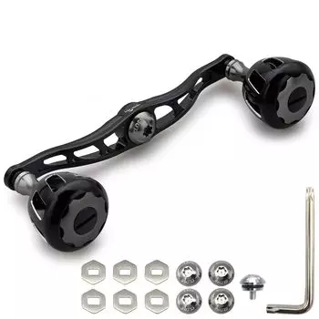 HEIGHTEN 130/120mm Reel Handle with 32mm Knob for Shimano Daiwa Abu Garcia General Baitcasting Reel Wheel Series (120mm - Black/Gunmetal) (817)