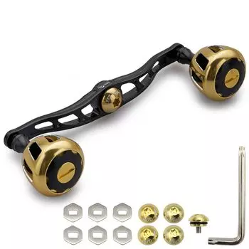 HEIGHTEN 130/120mm Reel Handle with 32mm Knob for Shimano Daiwa Abu Garcia General Baitcasting Reel Wheel Series (120mm - Black & Gold) (820)