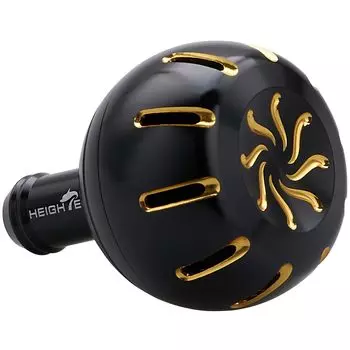 HEIGHTEN 35mm Power Reel Handle Knob for Type A Type S Chrysant Series Shimano/Daiwa (Shimano) (Daiwa) (Black & Gold) (731)