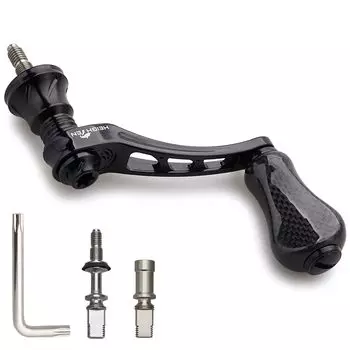 HEIGHTEN 45-50mm Variable Reel Handle 22mm Aluminum Knob / 20mm Carbon Knob for Shimano Daiwa Universal Spinning Equipped with Carbon Knob - Black 957