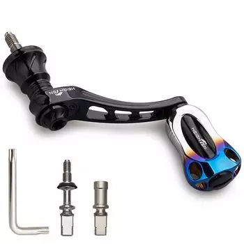 HEIGHTEN 45-50mm Variable Reel Handle with 22mm Aluminum Knob / 20mm Carbon Knob for Shimano Daiwa General Spinning Reel Arch Series Black 946