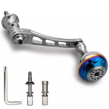 HEIGHTEN 55-60mm Variable Reel Handle with 30mm Handle Knob for Daiwa (DAIWA) SHIMANO Universal Spinning Reel Aurora Series (Gunmetal) (976)