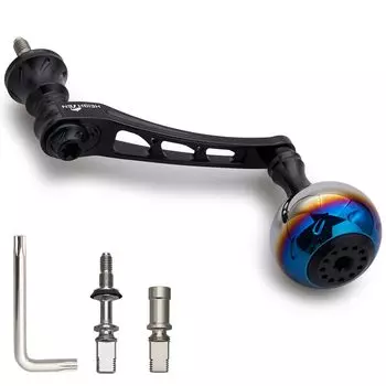 HEIGHTEN 55-60mm Variable Reel Handle with 30mm Handle Knob for Daiwa (DAIWA) SHIMANO Universal Spinning Reel Aurora Series (Black) (978)