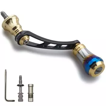 HEIGHTEN 56mm Reel Handle with 20mm Knob for SHIMANO DAIWA Universal Spinning Reel Aurora Series (Gold & Black) (416)