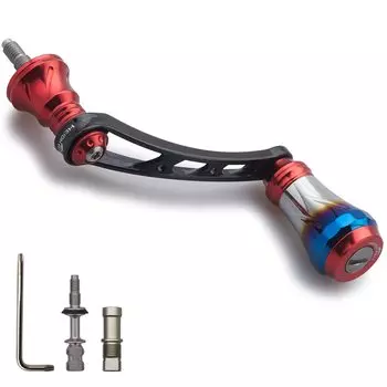 HEIGHTEN 56mm Reel Handle with 20mm Knob for SHIMANO DAIWA Universal Spinning Reel Aurora Series (Red & Black) (417)