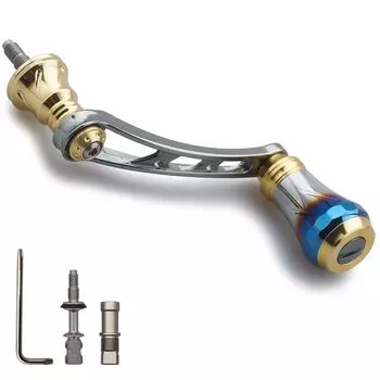 HEIGHTEN 56mm Reel Handle with 20mm Knob for SHIMANO DAIWA Universal Spinning Reel Aurora Series (Gold & Gunmetal) (413)