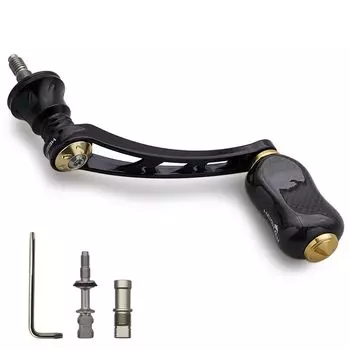 Ручка катушки HEIGHTEN 56 мм с карбоновой ручкой 21 мм для универсальной спиннинговой катушки Shimano Daiwa серии Gourd (Черное золото) (+833)