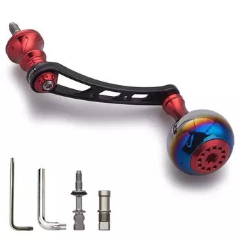 HEIGHTEN 56mm Reel Handle with 30mm Knob for SHIMANO DAIWA Universal Spinning Reel Aurora Series (Red & Black) (393)