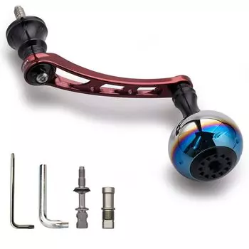 HEIGHTEN 56mm Reel Handle with 30mm Knob for SHIMANO DAIWA Universal Spinning Reel Aurora Series (Wine Red & Black) (778)