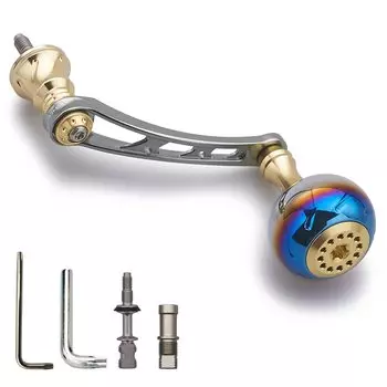 HEIGHTEN 56mm Reel Handle with 30mm Knob for SHIMANO DAIWA Universal Spinning Reel Aurora Series (Gold & Gunmetal) (390)