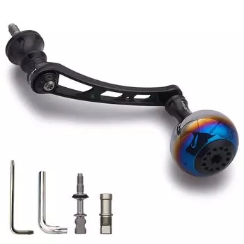 HEIGHTEN 56mm Reel Handle with 30mm Knob for SHIMANO DAIWA Universal Spinning Reel Aurora Series (Black) (395)