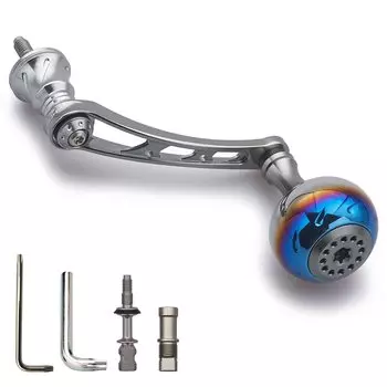 HEIGHTEN 56mm Reel Handle with 30mm Knob for SHIMANO DAIWA Universal Spinning Reel Aurora Series (Gunmetal & Gunmetal) (391)