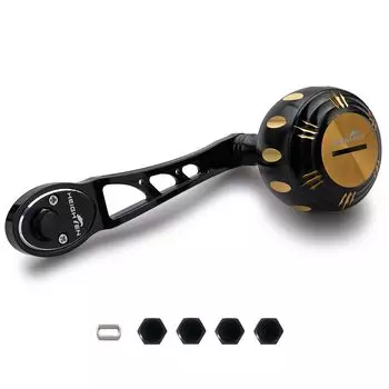 HEIGHTEN 80/90mm Reel Handle 45mm Handle Knob SHIMANO DAIWA Abu Bait Reel General Ach Harmer Series (Black & Shallow Gold) (237)
