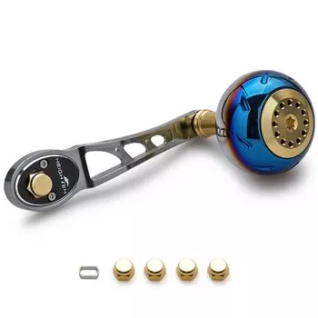 HEIGHTEN 80/90mm Reel Handle 45mm Handle Knob SHIMANO DAIWA Abu Bait Reel Universal Aurora Ach Series (Gunmetal & Gold) (800)