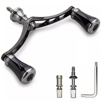 HEIGHTEN 80mm/95mm/98mm Reel Handle with 20mm/19mm Knob for Shimano Daiwa Universal Spinning Reel New Pillar Series (98mm - Black & Gunmetal) (943)