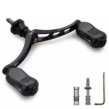 HEIGHTEN 80mm/98mm Reel Handle with 20mm/21mm Carbon Knob for Shimano Daiwa Universal Spinning Reel Gourd Series (Black) (825)