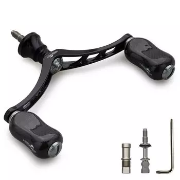 HEIGHTEN 80mm/98mm Reel Handle with 20mm/21mm Carbon Knob for Shimano Daiwa Universal Spinning Reel Gourd Series (Black & Gunmetal) (828)