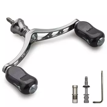 HEIGHTEN 80mm/98mm Reel Handle with 20mm/21mm Carbon Knob for Shimano Daiwa Universal Spinning Reel Gourd Series (Gunmetal) (823)