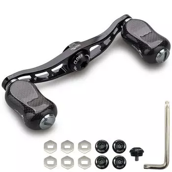 HEIGHTEN 88mm Reel Handle with 21mm Carbon Knob for Baitcasting Reel Arch Gourd Series (Carbon Knob, Black & Gunmetal)