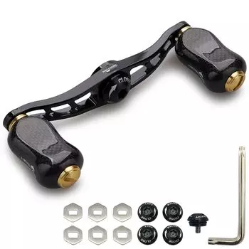 HEIGHTEN 88mm Reel Handle with 21mm Carbon Knob for Baitcasting Reel Arch Gourd Series (Carbon Knob, Black & Gold)