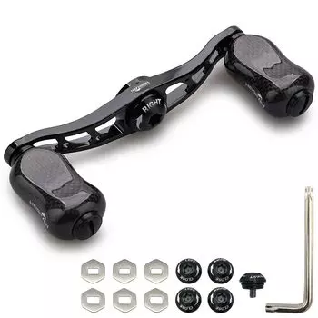 HEIGHTEN 88mm Reel Handle with 21mm Carbon Knob for Baitcasting Reel Arch Gourd Series (Carbon Knob, Black)