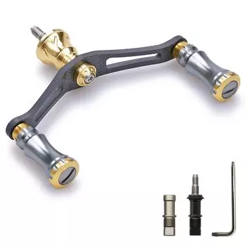 HEIGHTEN 90mm Reel Handle Shimano Daiwa General 1.5K Carbon Cloth Carbon Crank Handle for Spinning Reel Chess Series (Gunmetal & Gold) (156)