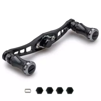 HEIGHTEN 92mm Bait Reel Handle Shimano Daiwa Abu Garcia General Chess Series for Bait Reel Black Gunmetal (92mm, (Handle)/Black & (Knob)) (319)