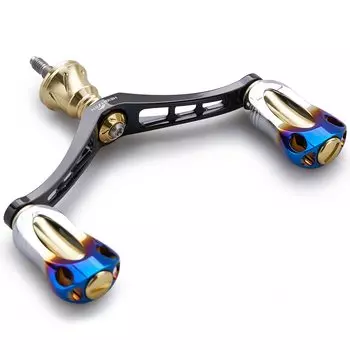 HEIGHTEN 92mm Reel Handle with 22mm Knob for Shimano Daiwa Universal Spinning Reel Aurora Series (Gold & Black) (568)