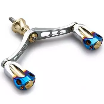 HEIGHTEN 92mm Reel Handle with 22mm Knob for Shimano Daiwa Universal Spinning Reel Aurora Series (Gold & Gunmetal) (572)