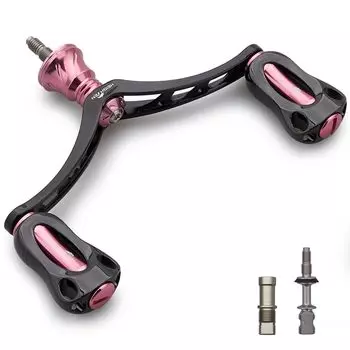 HEIGHTEN 98mm Reel Handle with 22mm Knob for Shimano Daiwa Universal Spinning Reel Aurora Series (Black & Sakura Pink) (858)