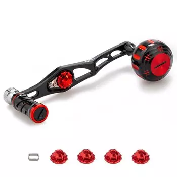 HEIGHTEN Improved 70/45mm Reel Handle SHIMANO DAIWA Abu Bait Reel Universal V2.0 (Black/Red (Knob) & Black (Handle)) (130)