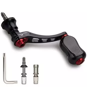 HEIGHTEN Ручка для катушки Variable 45-50 мм с 21-миллиметровой карбоновой ручкой для универсальной спиннинговой катушки Shimano Daiwa серии Arch (Черный Красный) (930)