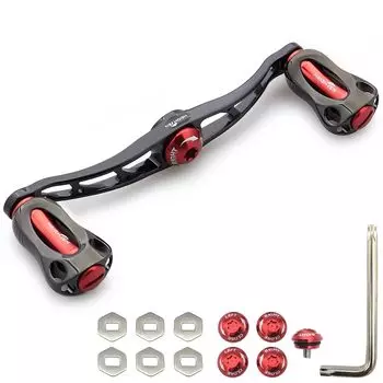 HEIGHTEN Ручка катушки 115/88 мм с ручкой 22 мм для мультипликаторной катушки серии Fan (Черный и красный, 115 мм) (861)