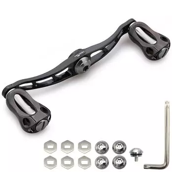 HEIGHTEN Ручка катушки 115/88 мм с ручкой 22 мм для мультипликаторной катушки серии Fan (Черный и оружейный металл, 115 мм) (863)