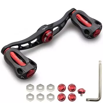 HEIGHTEN Ручка катушки 115/88 мм с ручкой 22 мм для мультипликаторной катушки серии Fan (Черный и красный, 88 мм) (868)