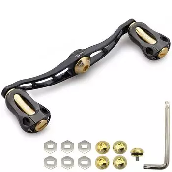 HEIGHTEN Ручка катушки 115/88 мм с ручкой 22 мм для мультипликаторной катушки серии Fan (Черный и золотой, 115 мм) (860)