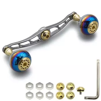 HEIGHTEN Ручка катушки 130/120/115 мм для мультипликаторной катушки Shimano Daiwa Abu Garcia General серии Aurora (130 мм, золото и бронза) (371)