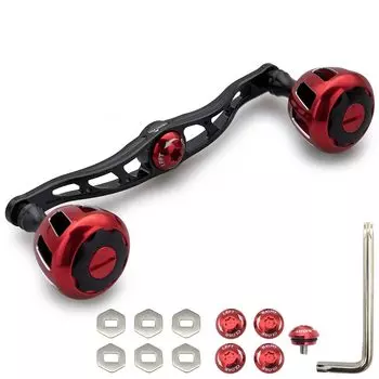 HEIGHTEN Ручка катушки 130 мм с ручкой 32 мм для серии колес катушки Shimano Daiwa Abu Garcia General Baitcasting (120 мм - Черный и красный) (+818)