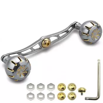 HEIGHTEN Ручка катушки 130 мм с ручкой 35 мм для катушки Shimano Daiwa Abu Garcia General Baitcasting серии Chrysant, ручка из оружейной стали и ручка из оружейной стали/золота 737