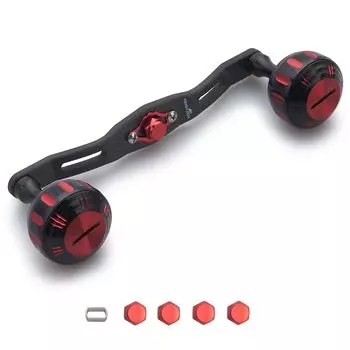 HEIGHTEN Ручка катушки 130 мм, толщина 4 мм, углеродная ткань 1,5К, оснащена 35-миллиметровой ручкой для катушки для заброса приманок, серия Hammer 130 мм, черный и красный 379