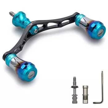 HEIGHTEN Улучшенная ручка катушки 95 мм, 8 цветов для универсальной спиннинговой катушки Shimano Daiwa 70, авиационный алюминий, серия Aurora (Бирюзовый и черный) (336)