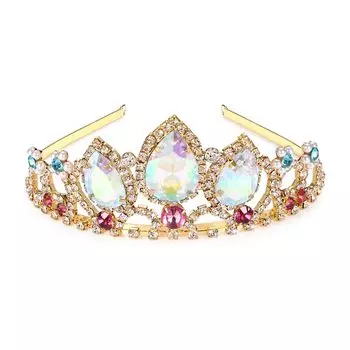 HEIKLN Princess Crown для девочек, хрустальная тиара, блестящая золотая корона, аксессуары для волос для косплея на Хэллоуин, тиара для девочек, свадебная тиара, сладкий подарок на день рождения