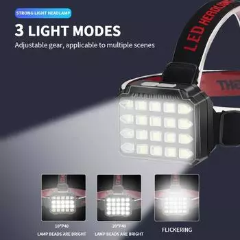 Heinast 20LED Headlamp USB перезаряжаемый налобный фонарь со встроенным аккумулятором аварийный налобный фонарь водонепроницаемый фонарь для кемпинга и рыбалки