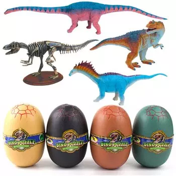 heizi 4D Puzzle Zaurus DX Dinosaur Egg Set of 4 Jurassic Excavation Egg 3D Puzzle Сборка Фигурки Игрушка Всего 24 Типа (Тип C)