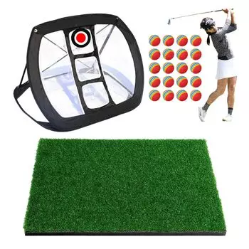 Heizi Approach Practice Set Golf Mat Golf Net with 20 Balls Golf Practice Net Up (Оценка нетто)