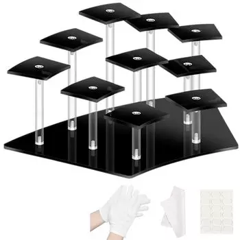 heizi Figure Case Collection Case Figure Shelf Display Case with Fixing Tape Figures (10 Black)