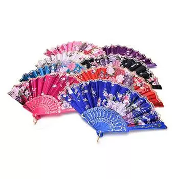 Held Art Craft Chinese Style Lace Silk Photo Prop Tool Dance Fan Hand Held Flower Fan Wedding Fan чёрный