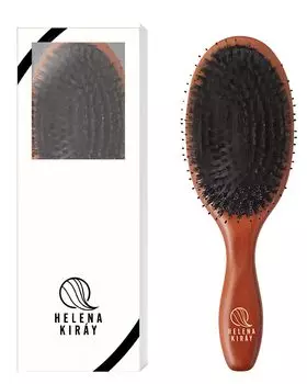 HELENA KIRAY Щетка для волос Paddle Brush Щетка с тщательно отобранной щетиной кабана и натуральным деревом сделает даже вьющиеся волосы блестящими и коричневыми L [Сделано