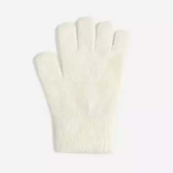 Hello Cannon 8-Color Soft Glutinous Women s Finger Knitting Wool Gloves Creamy White One size