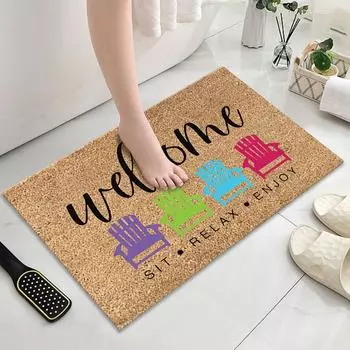 Hello Door Mat Absorbent Welcome Door Mat Non Slip Front Door Mat Decorative Low Profile Doormat for Home Entrance